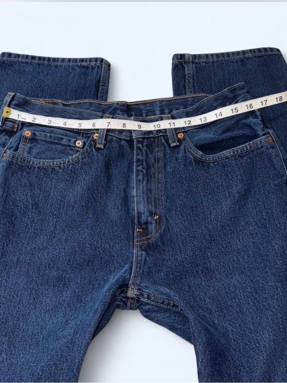 Levi's 505 Men's Dark Blue Straight Jeans with Classic Patch. Size 34W 32L - Picture 5 of 9